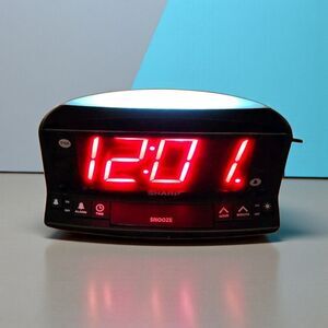 Sharp Digital Alarm Clock SPC1225 LED Display Night Light Snooze Tested Works